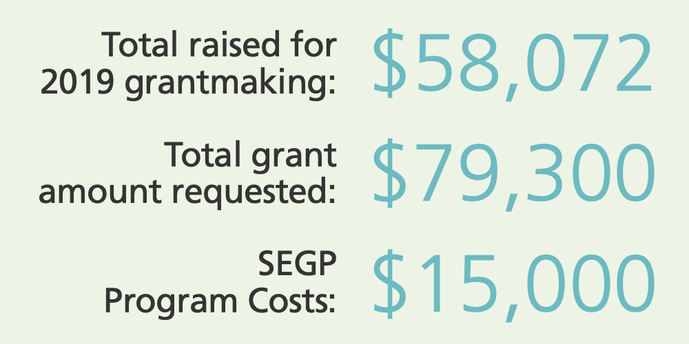 Total raised for grantmaking: $58,072 and other numbers